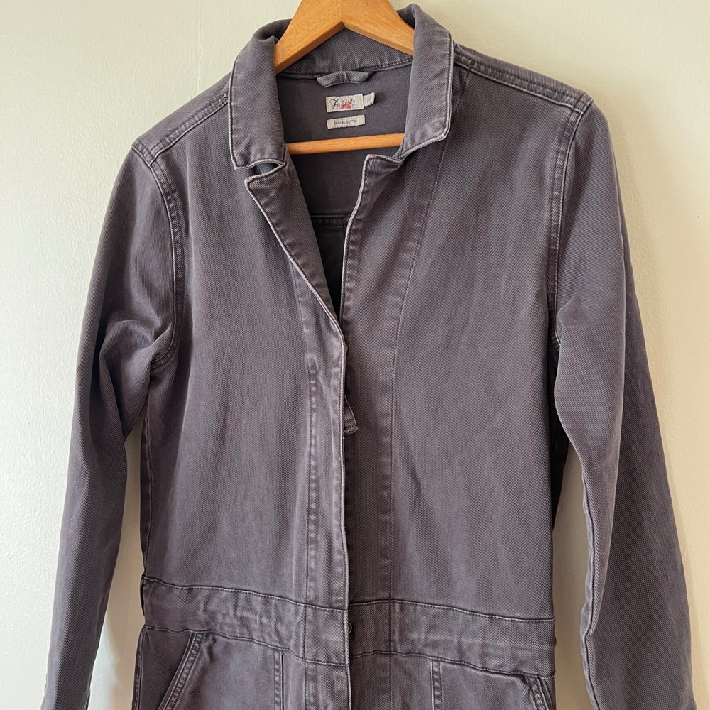 Faherty Organic Cotton Utility Jumpsuit Coveralls Gray Long Sleeve Small‎